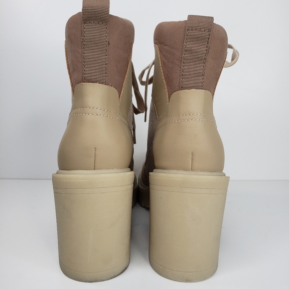Dolce Vita Collin Dune Leather Nylon Chunky Heel Lace up Combat Boots Sz 9 - Picture 4 of 12